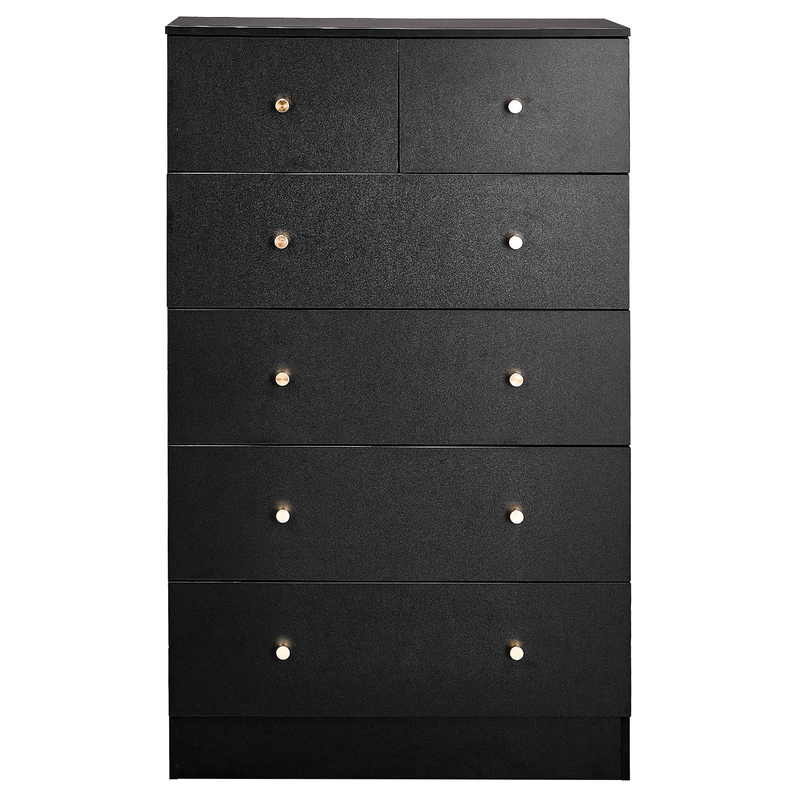 6-Drawer Cabinet, Matte Gold Handles Textured Melamine Particleboard Cabinet, Tall Space-Saving Storage Organizer for Bedroom Home Office Living Area