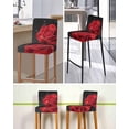 thumbnail image 5 of Red Rose Bar Stool Covers Set of 4, Abstract Spring Flowers Vintage Black Stretch Washable Bar Chair Covers with Backs, Removable Pub Counter Height Chair Cover for Kitchen Dining Room Cafe, 5 of 7