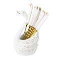 thumbnail image 2 of Organizador de soporte de cisne de cerámica, regalos decorativos con cubiertos de 6 tenedores Blanco Gloria Tenedor de cisne, 2 of 9