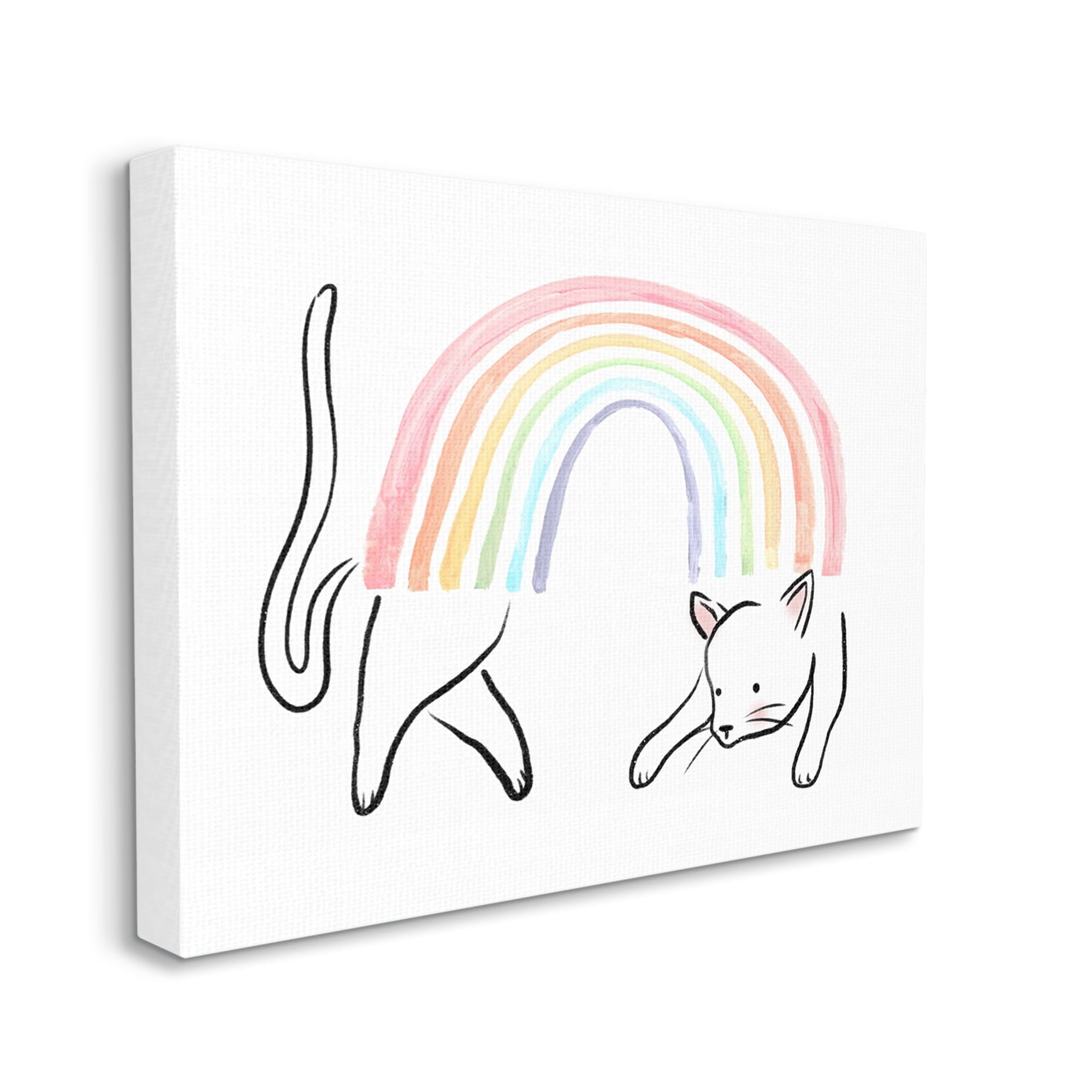 Stupell Industries Cat Rainbow Fun Pet Animal Animals & Insects Painting Gallery Wrapped Canvas Print Wall Art