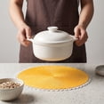thumbnail image 4 of Farmhouse Round Placemats Set of 6 Woven Placemats for Dining Table Decor Indoor Outdoor Washable Table Mat Wipe Clean Yellow 15.7x15.7inch, 4 of 6