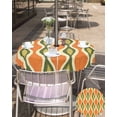 thumbnail image 5 of nqOlkjepod Orange Green Geometric Outdoor Tablecloth with Umbrella Hole & Zipper, Abstract Moire Contemporary Round Table Cover 54 Inch, Dining Waterproof Table Cloth Protector for Patio/Party, 5 of 7