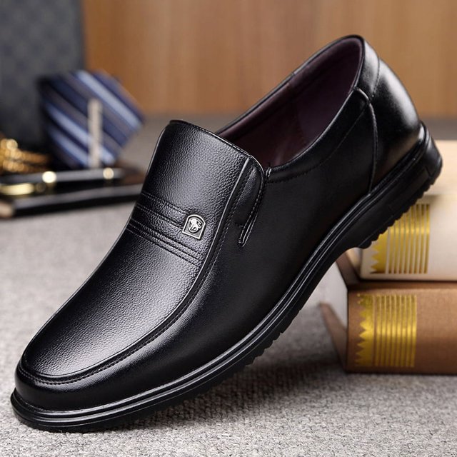 Zapatos casuales de cuero para negocios de primavera para hombres de mediana edad y mayores, zapatos de cuero suave con suela blanda de piel de vaca