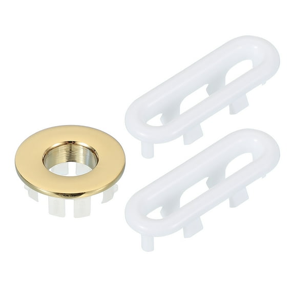 Uxcell Sink Overflow Ring, Bathroom Sink Overflow Drain Cover for Wash Basin Gold/White