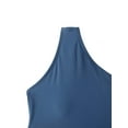 thumbnail image 6 of Inadays Women's One Piece Swimsuits One Shoulder Bathing Suits Asymmetric Swimwear Waist Cutout Monokinis, Blue Black, S, 6 of 8