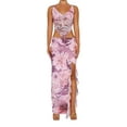 thumbnail image 2 of Women 2 Piece Long Skirt Sets Sexy Floral Crop Cami Top Low Waist Bodycon Ruffle Maxi Skirt Summer Beachwear, 2 of 10