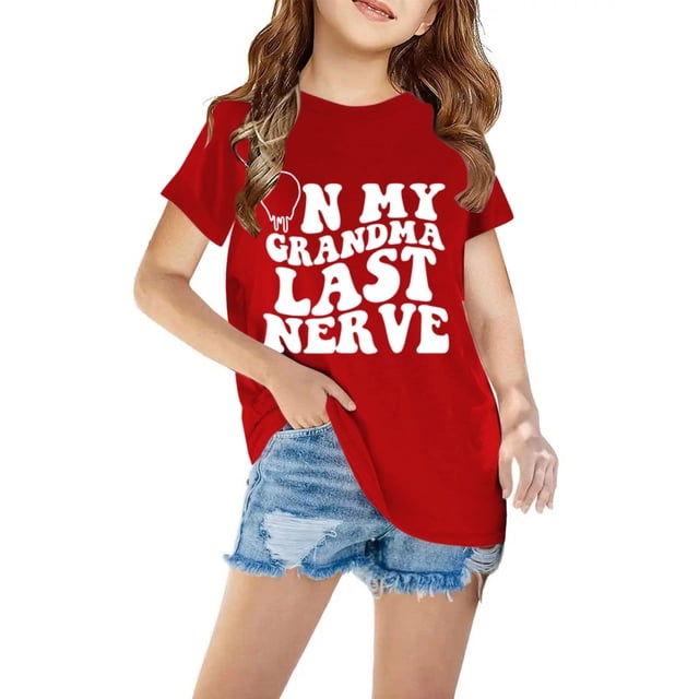 T-Shirt Graphique pour Enfants, Manches Courtes Col Rond, Tissu Extensible Doux pour Garçons et Filles 3-14 Ans, Imprimé Mignon pour l'École et Tenue Décontractée