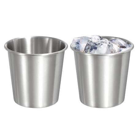 Uxcell 2 Pcs Stainless Steel Cups 7oz/200ml Metal Cups Double Wall Tumbler Insulated Portable Stackable Drinking Tumblers for Home Restaurant Outdoor Travel Camping Silver