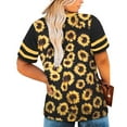 thumbnail image 3 of Patlollav Womens Ladies Tops Plus Size Fashion Print V-Neck Short-Sleeve Shirt Blouse, 3 of 6