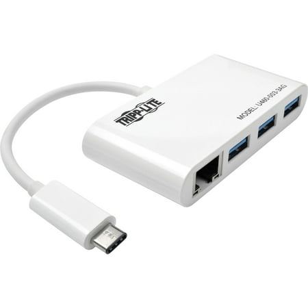 Tripp Lite 3-Port USB-C to USB-A Hub Portable w/ Gigabit Ethernet Port RJ45 (U460-003-3AG)