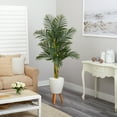 thumbnail image 3 of Nearly Natural 70" Golden Cane Artificial Palm Tree in White Planter with Stand, 3 of 3