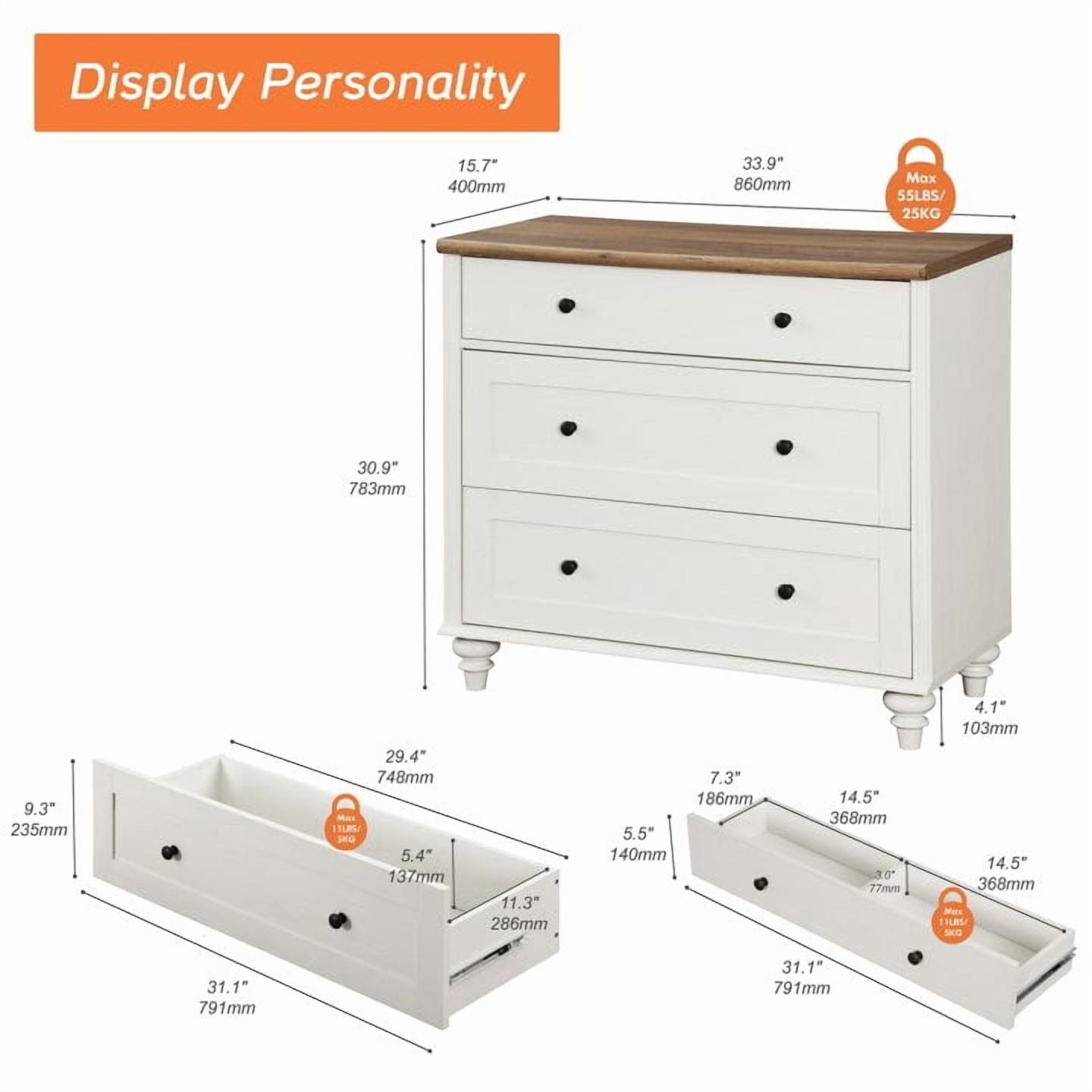 Sideboard Buffet Cabinet with Storage, 5-Tier Large Bookcase with Ample Storages, Farmhouse Bookshelf with 6 Drawers, Vintage Bookshelves for Living Room, Office, Study Room, White, 72" H