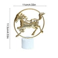 thumbnail image 3 of Gold-Tone Metal Horse Sculpture on Marble Base, Circular Ring Design Home Office Desk Decor, Modern Elegant Accent Statue, 3 of 6
