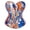 Blue Orange, variant on Corsets for Women Top Bustier Overbust Print Graffiti Color Matching Lingerie Vintage Plus Size Burlesque 2XL