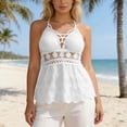 thumbnail image 2 of XIYON Womens Tank Tops Women’S Cool V Neck Sleeveless Solid Color Breathable Vest Hollow Open Back Tie Camisole Casual Trendy Clothes Comfortable, 2 of 5