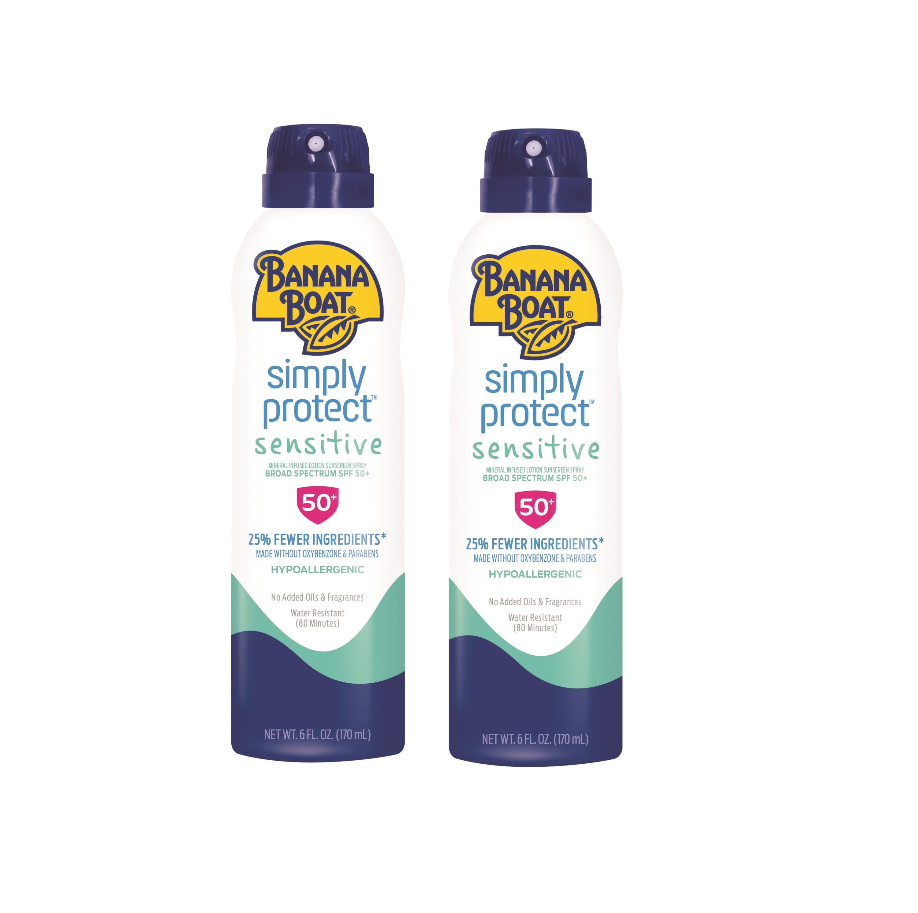 Banana Boat Simply Protect Sensitive Sunscreen Spray SPF 50+ Twinpack