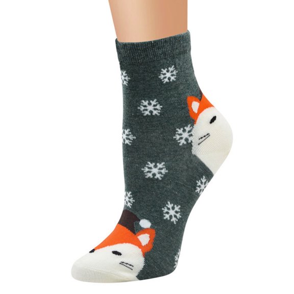 Ljudmp Women's Christmas Cotton Crew Socks Elastic Cute Funny Winter Warm Holiday Slipper Socks Green