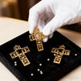 thumbnail image 5 of Cinvoph 3pcs Metal Cross Pendant Hollow Ornament Churchs Supplies Easter Crafts Desktop Decoration Ornaments Idear Gift 1.5"x1.2" B#Gold, 5 of 7