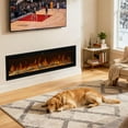 thumbnail image 4 of 72 Inch Electric Fireplace, Wall Recessed & Wall Mounted Fireplace Heater with Remote Control, Adjustable Flame Color, Timer, Touch Screen, 750/1500W, Log & Crystal Decor, 4 of 7