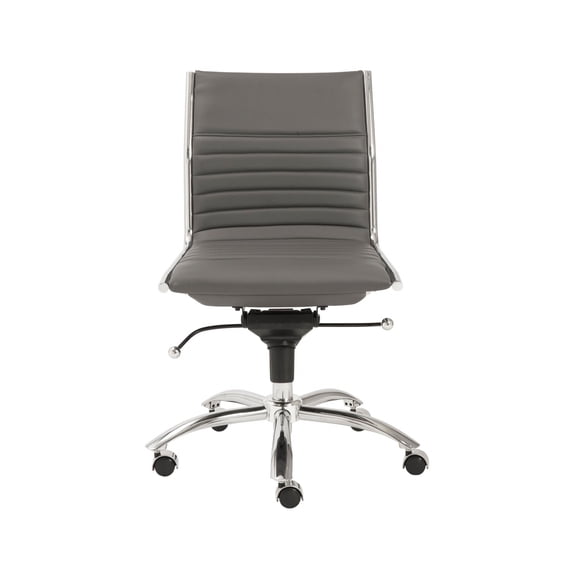 HomeRoots  Gray and Silver Adjustable Swivel Faux Leather Rolling Office Chair - 26.38" X 25.99" X 38.19"