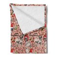 thumbnail image 2 of Pug Soft Flannel Fleece Blanket, Merry Christmas Dogs Celebrating the Holiday Comedy Image Antlers Hats Candy Cones, Cozy Plush for Indoor and Outdoor Use, 70" x 90", Rose Red Green, by Ambesonne, 2 of 5