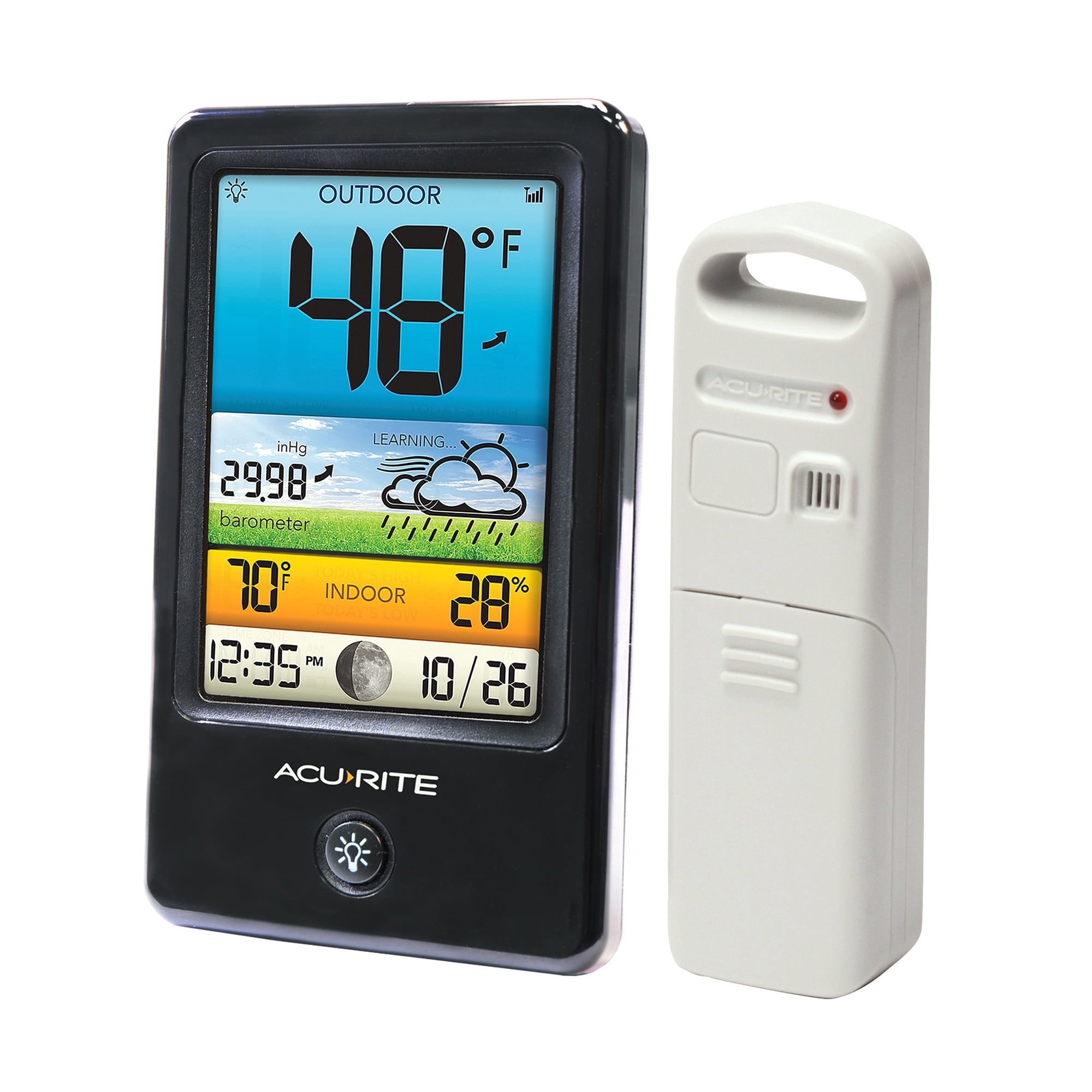 AcuRite Color Forecaster with Temperature and Humidity Gauge, LCD Display, includes Outdoor Weather Sensor (00503)