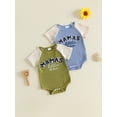 thumbnail image 3 of BemeyourBBs Newborn Baby Boy Summer Clothes Baby Boys Mama's Little Man Outfit Waffled Bubble Romper Casual Letter Embroidery Crew Neck Raglan Short Sleeve Bodysuit Jumpsuit, 3 of 9