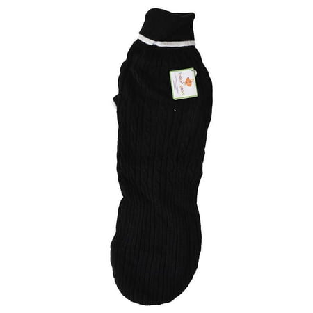 X-Large (24-29" Neck to Tail) Fashion Pet Black Cable Knit Sweater