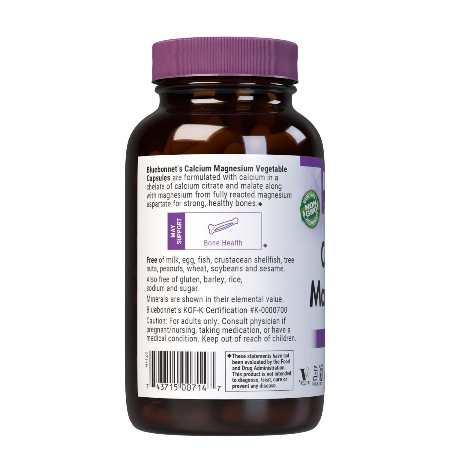 Bluebonnet Calcium & Magnesium, Bone Health*, Kosher Parve, 180 Vegetable Caps, 60 Days