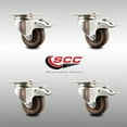 thumbnail image 2 of 3.5 Inch 316SS High Temp Glass Filled Nylon Plate Caster Set Total Lock Brake, 2 of 2
