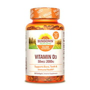 Sundown Naturals Vitamine D3, 2000 UI, 350 gélules