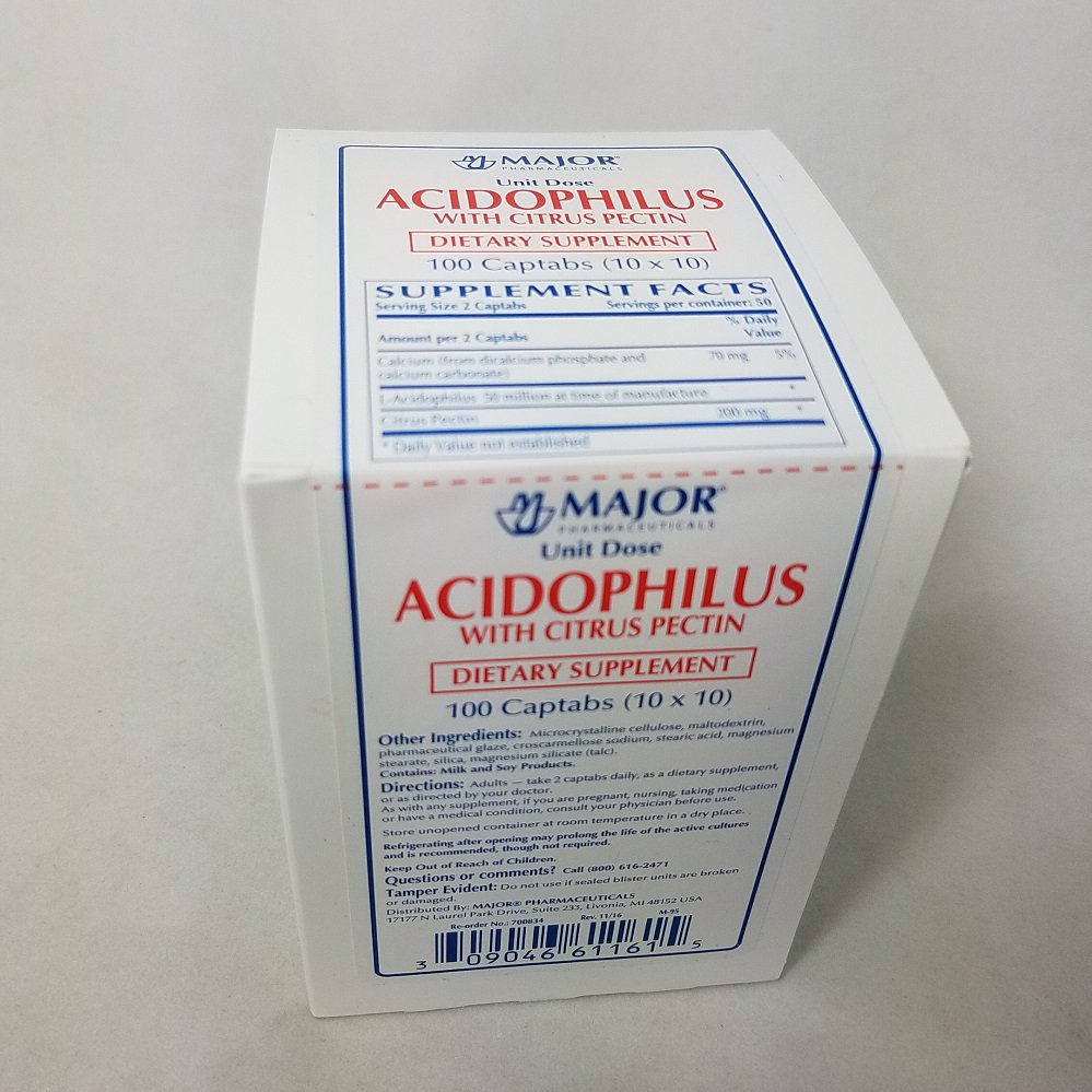Major Acidophilus with Citrus Pectin Captabs, 100 Count