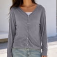 thumbnail image 3 of Craaazy Women's Lightweight Cardigan Loose Fit Open Front V Neck Long Sleeve Summer Casual Button Down Shirts Gifts, 3 of 5