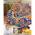 thumbnail image 4 of Colorful Boho Sofa Couch Covers for Dogs, Washable Sofa Throw Cover Single Slipcovers for Armchair with Tassels, Watercolor Abstract Geometric Couch Protector Towel Blanket M 71''x91'', 4 of 8