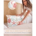 thumbnail image 3 of Ocean Orange Red Pillow Cases King Size Set of 2, Smooth Satin Pillowcase for Hair and Skin, Coastal Starfish Coral Shell Marine Decorative Cooling Bed Pillow Covers with Zipper, 20x36 Inches, 3 of 3