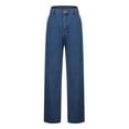 thumbnail image 6 of PXLKNZH Women's Denim Pants Trendy High Waist Palazzo Pant Jeans Baggy Y2k Flared Flowy Wide Leg Jean Trousers with Pockets,Blue,L, 6 of 8