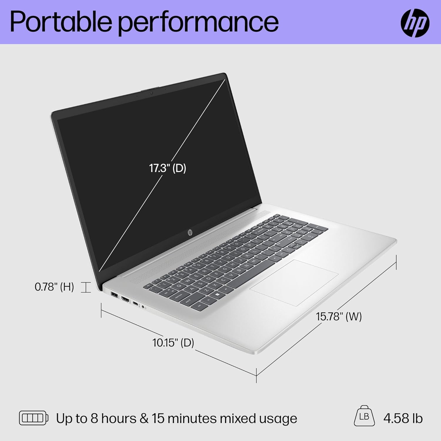 HP 17 Flagship Business Laptop, 17.3" HD+ Diagonal, AMD Ryzen 5 7530U, 16GB RAM, 1TB SSD, Wi-Fi 6, AMD Radeon Graphics, Windows 11 Pro