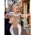 thumbnail image 3 of Cjfdfy  Newborn Baby Girl Holiday Fall Outfit Holiday Thanksgiving Turkey Merry Christmas Embroidery Long Sleeve Doll Collar Plaid Romper And Bow Headband Set, 3 of 9