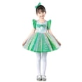 thumbnail image 2 of ZQUUVOU Girls Bow Sequin Tutu Dress Sparkly Flutter Sleeve Tulle Performance Gown for Pageant Dance Show Green, 2 of 9