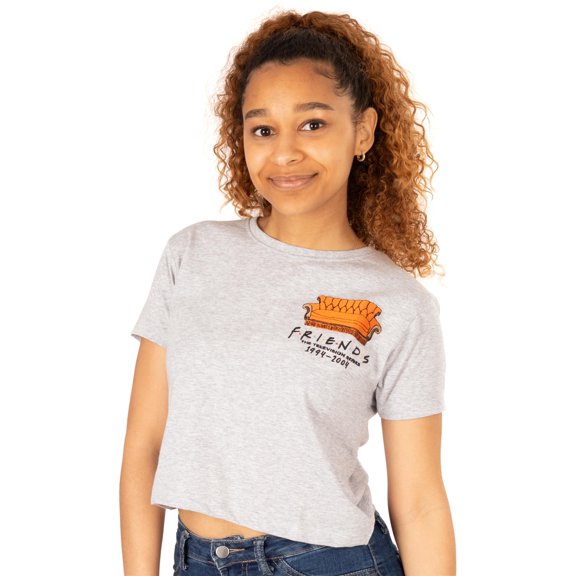 Friends Central Perk Couch Womens Grey Cropped Short Sleeved T-Shirt | S | Made by Vanilla Underground