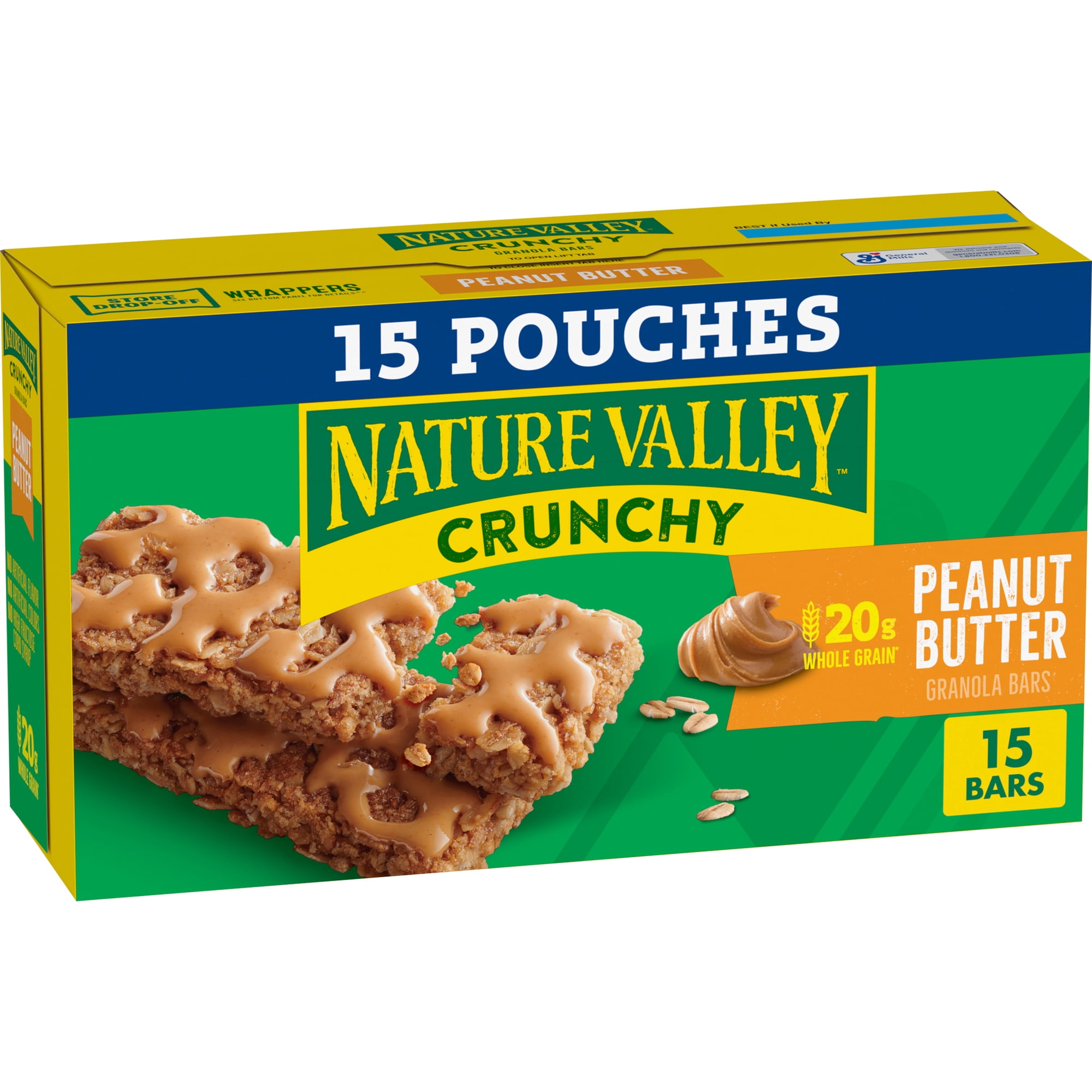 Nature Valley Crunchy Granola Bars, Peanut Butter, 30 Count, 22.35 oz (15 Pouches)