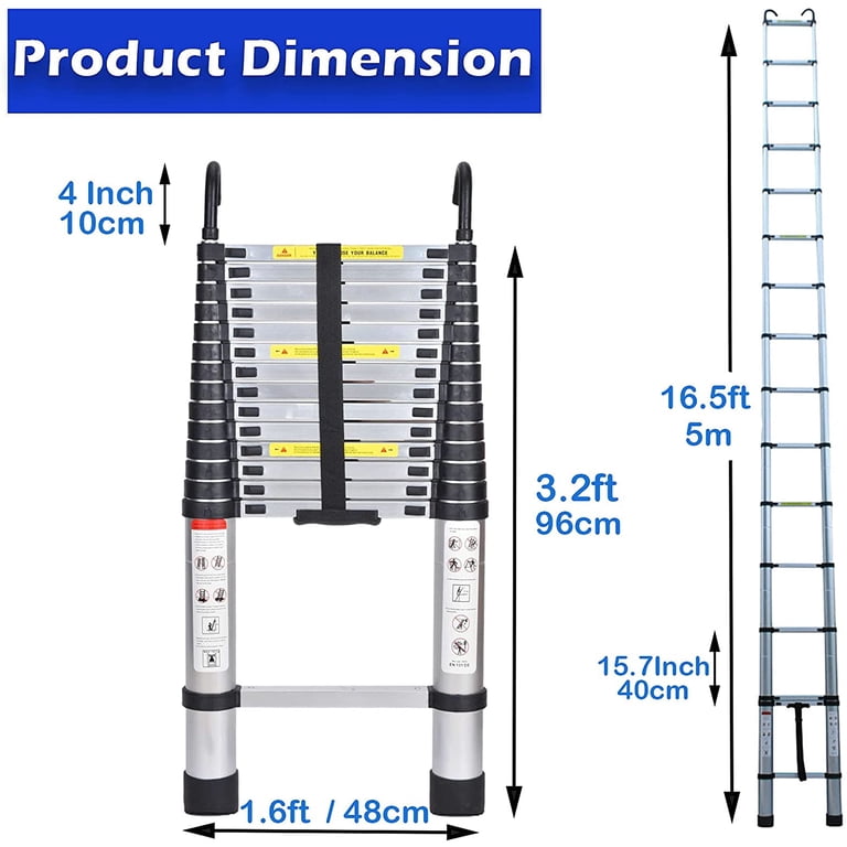 5M Telescopic Ladder/Telescopic Extendable Ladder Telescopic Aluminium Extension Ladder, Folding