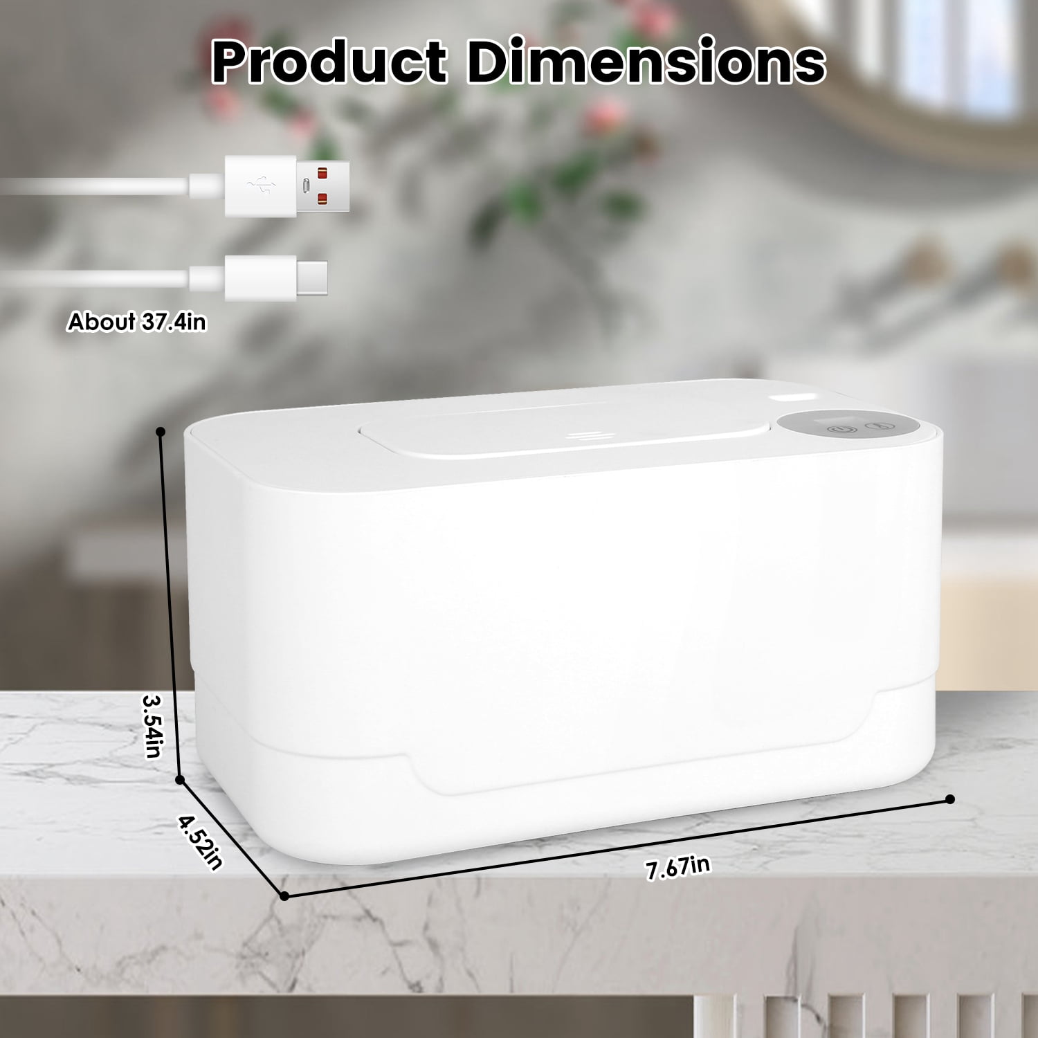 (Weiyi-EC)--Wipe Warmer With 3 Temperature Settings Type C Powered Wet Wipes Dispenser With Night Light Large Capacity Diaper Wipe Warmer.--(;[f4d)