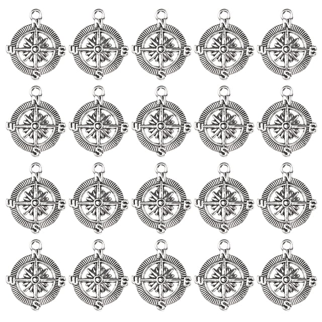 Oubit Bracelet Pendant,20Pcs Compass Pendant Nautical Nautical Series Pendant Anchor Pendant Ultimate Reliability