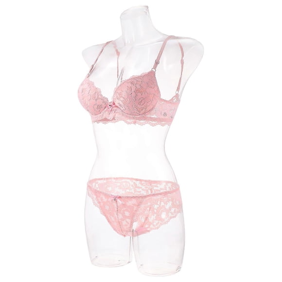 Women Underwear Set Pink Lace Bra and Panty 1Set for Women
