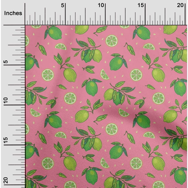 oneOone Polyester Lycra Medium Pink Fabric Lemon Vegetable Sewing Craft Projects Fabric Prints By Yard 56 Inch Wide