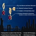 thumbnail image 2 of Gem Stone King 14K Yellow Gold Red Rhodolite Garnet and Lab Grown Diamond Earrings for Women | 1.51 Cttw | Gemstone January Birthstone | Emerald Cut 6X4MM, 2 of 6