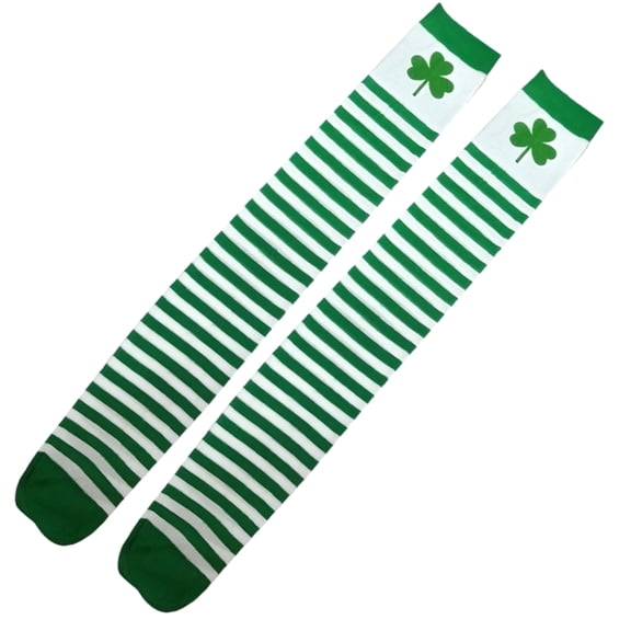 Etereauty 1 Pair Warmers Children Cotton Leggings Four Leaf Clover Socks Warmers St Patrick's Day Gift