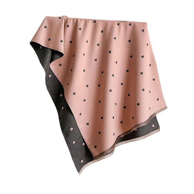 Bufanda chal para mujer, suave, larga y gruesa, con estampado de corazón para niñas y mujeres. Rosa