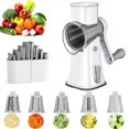 thumbnail image 1 of Rallador de Verduras, 5 en 1 Rallador Rotativo de Queso y Verduras, Picadora de Verduras, Cortador y Rebanador de Acero Inoxidable con Tambor Giratorio para Cocina, Ideal para Frutas, Nueces, y M&, 1 of 8